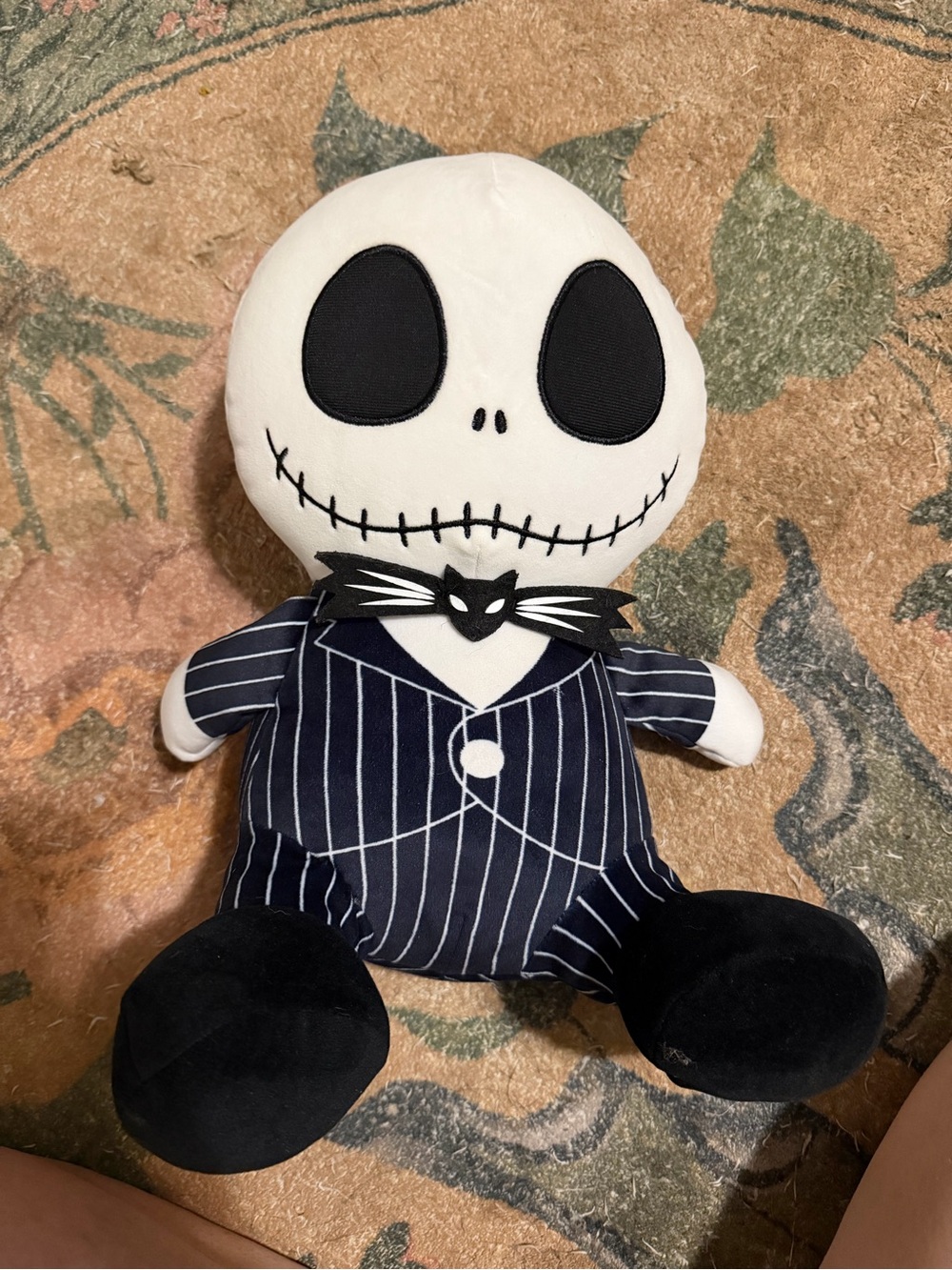 Disney Jack Skellington Beanbag Plush - White, Black, Navy Pinstripe